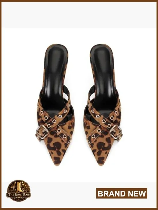 Vegan Leather Kitten Heel Mules with Bow Studded Pointed Toe Slip On - Picture 6 of 7